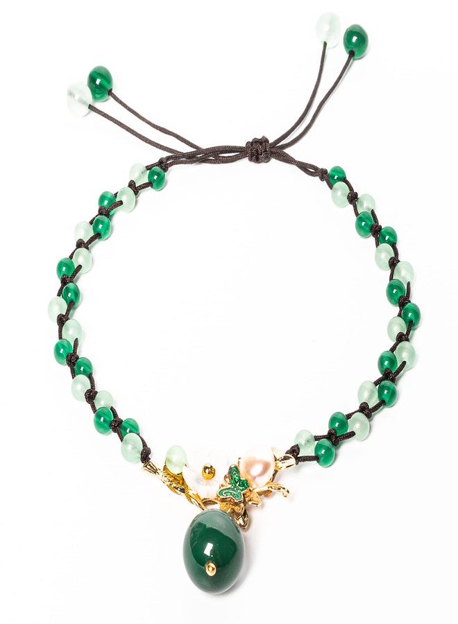 Conscious Items Financial Success Anklet, Genuine Jade Crystals, Agate Stone, & Pearl Anklet for Wealth and Abundance Alignment, Adjustable Prosperity Ankle Bracelets for Women - Image 1
